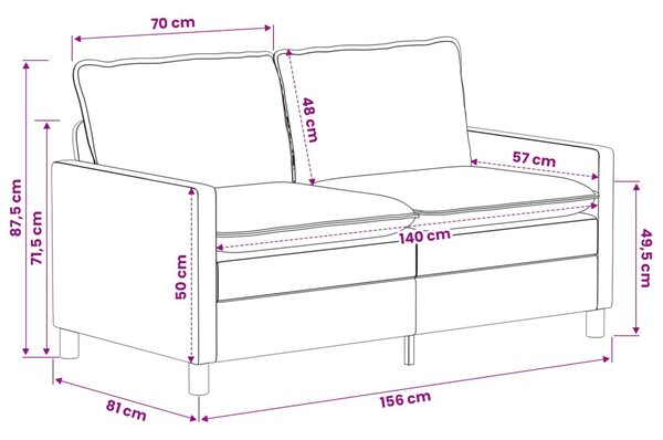 VidaXL Kanapé Bézs 156 x 81 x 87,5 cm Poliészter