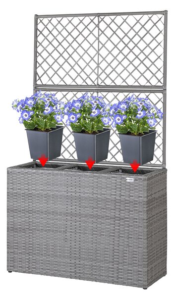Casaria® Virágtartó boxszal és rácsozatttal - szürke