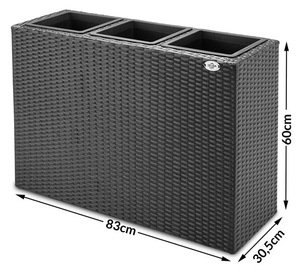 Casaria® Virágtartó 83x30,5x60 cm - fekete