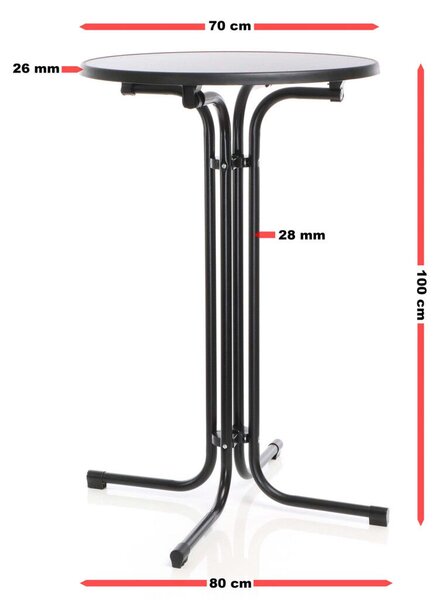 Toboli összecsukható kerek bárasztal fekete 70x110cm beltéri/kültéri 64221