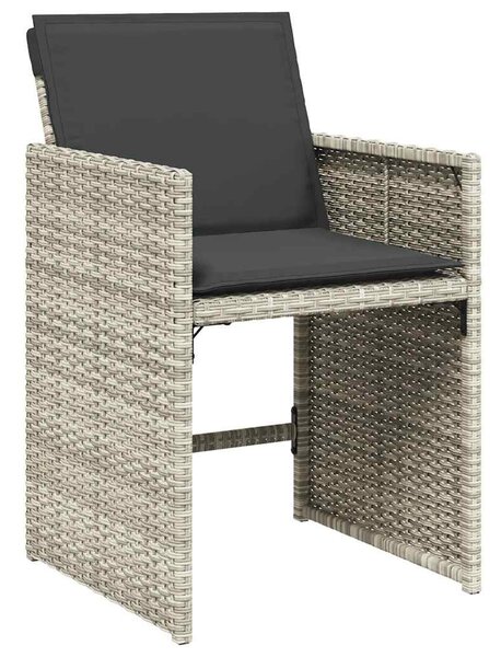 15 részes szürke polyrattan kerti étkezőgarnitúra párnákkal