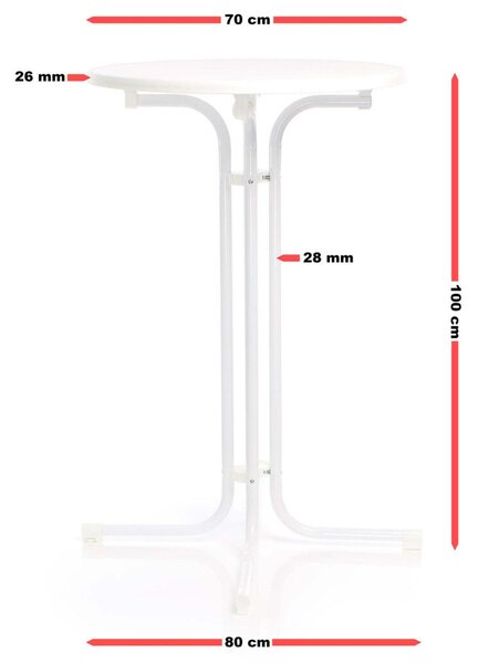 Toboli összecsukható kerek bárasztal fehér 70x110 cm beltéri/kültéri 64220