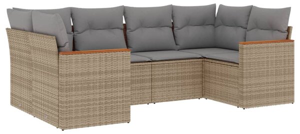 6 részes vegyes bézs polyrattan kerti ülőgarnitúra párnákkal