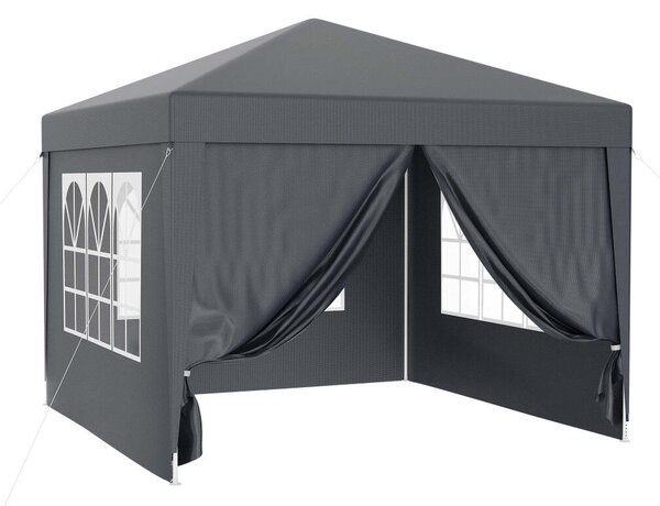 Toboli kerti pavilon 50+ UV védelem kivehető oldalak ablakos, 3 x 3m, Szürke (63420)