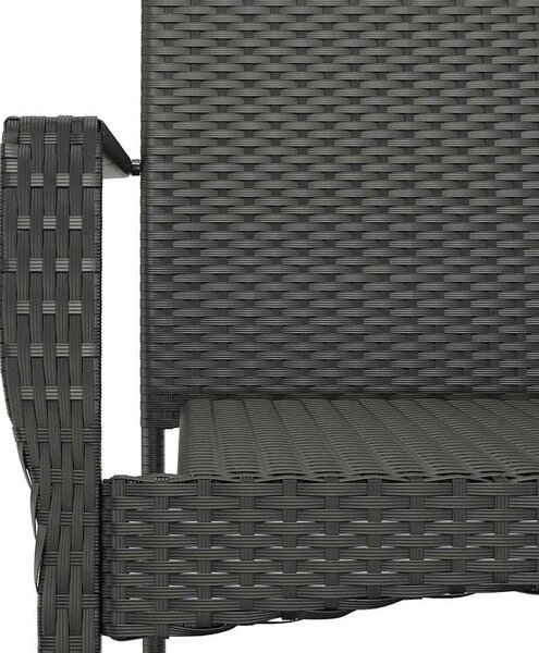 7 részes fekete polyrattan kerti étkezőgarnitúra párnával
