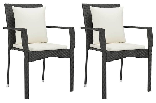 7 részes fekete polyrattan kerti étkezőgarnitúra párnával