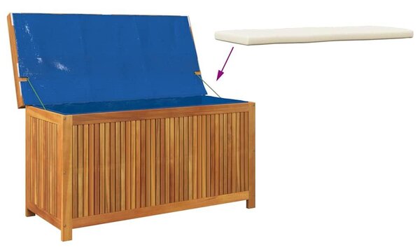 VidaXL tömör akácfa kültéri párnatartó láda 113x50x60,5 cm