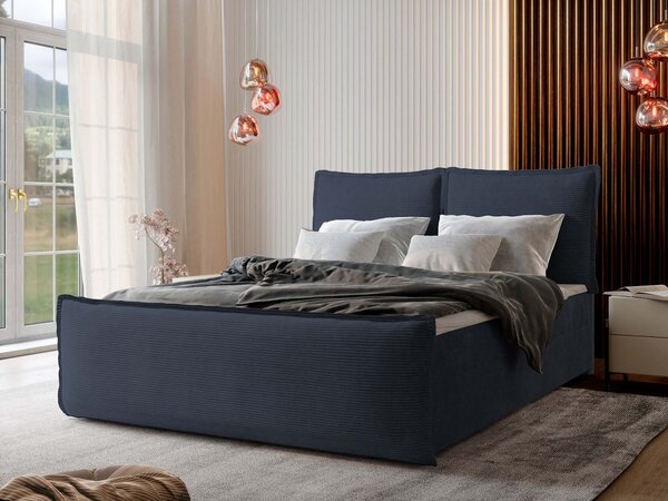 MONTA ágyneműtartós kárpitozott boxspring ágy 140x200 - királykék