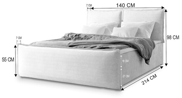 MONTA ágyneműtartós kárpitozott boxspring ágy 140x200 - királykék