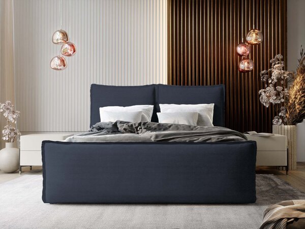 MONTA ágyneműtartós kárpitozott boxspring ágy 140x200 - királykék