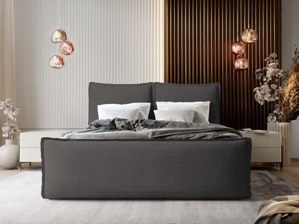 MONTA ágyneműtartós kárpitozott boxspring ágy 160x200 - szürke