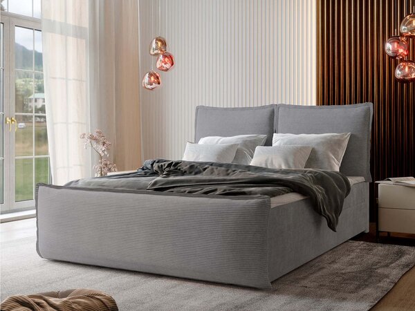 MONTA ágyneműtartós kárpitozott boxspring ágy 160x200 - világosszürke