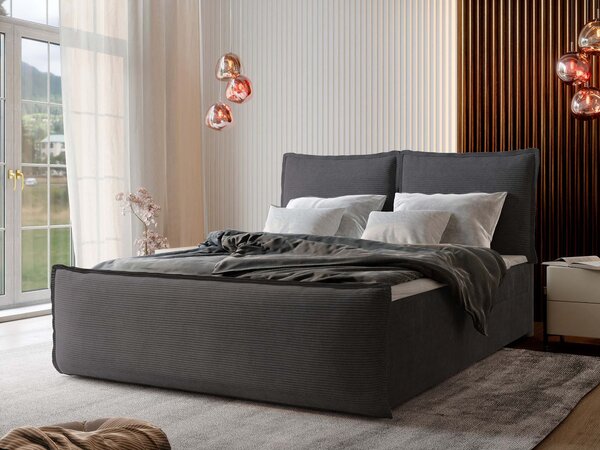 MONTA ágyneműtartós kárpitozott boxspring ágy 160x200 - szürke