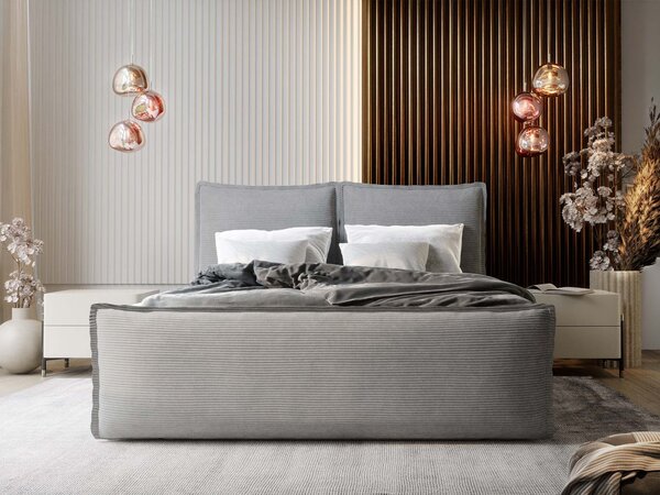 MONTA ágyneműtartós kárpitozott boxspring ágy 160x200 - világosszürke