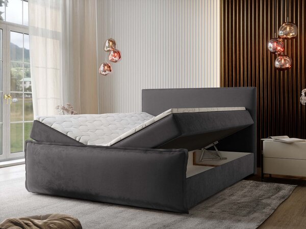 MONTA ágyneműtartós kárpitozott boxspring ágy 160x200 - szürke