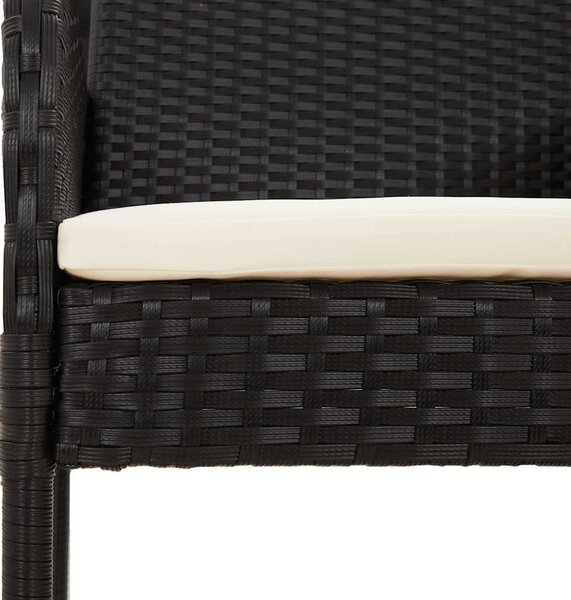 9 részes fekete polyrattan kerti étkezőgarnitúra párnákkal