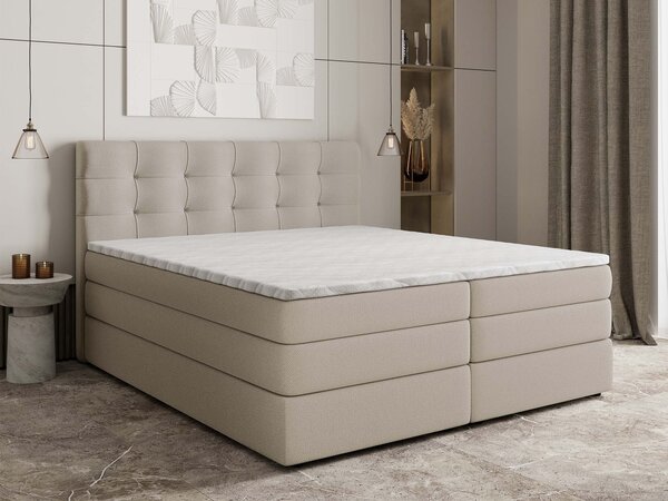 AREZI ágyneműtartós boxspring ágy 180x200 - bézs