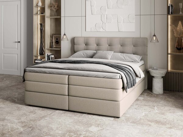 AREZI ágyneműtartós boxspring ágy 180x200 - bézs