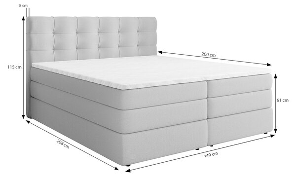 AREZI ágyneműtartós boxspring ágy 140x200 - szürke
