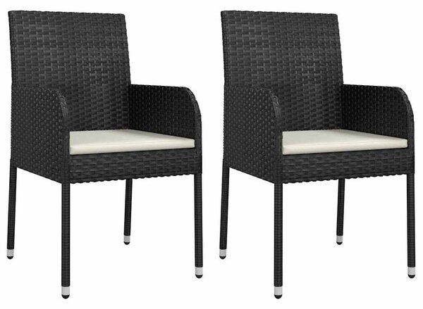 9 részes fekete polyrattan kerti étkezőgarnitúra párnákkal