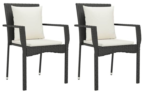 9 részes fekete polyrattan kerti étkezőgarnitúra párnákkal
