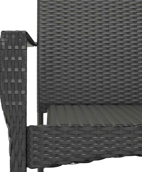 9 részes fekete polyrattan kerti étkezőgarnitúra párnákkal