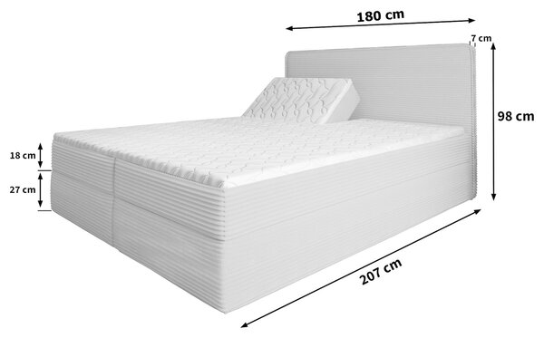DASTOR állítható boxspring ágy ágyneműtartóval 180x200 - szürke