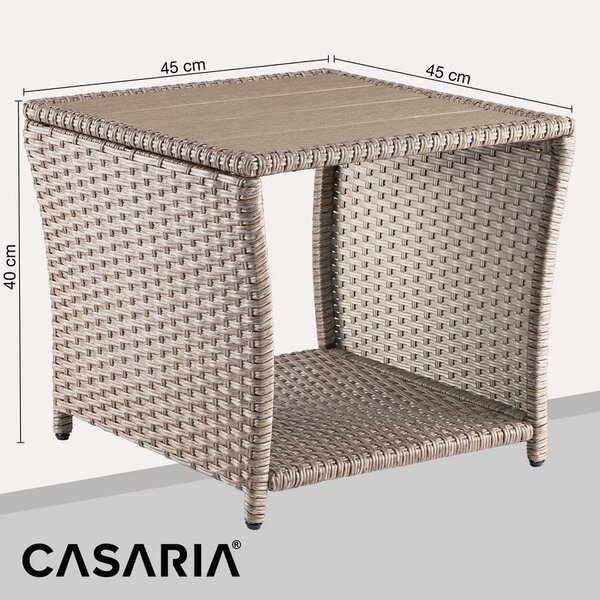 Casaria® Vedis polyrattan asztalka 45x45x40 cm - bézs
