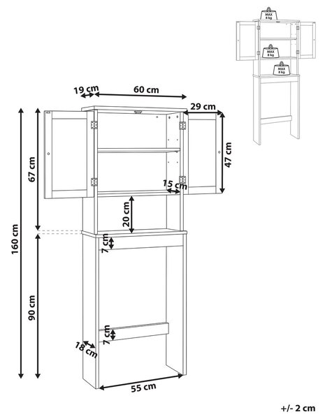 Fürdőszobai szekrény ATJONI 60 cm Szürke