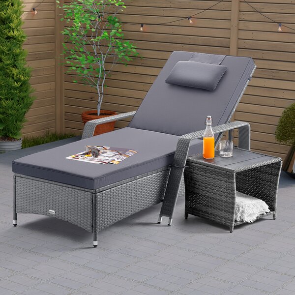 Casaria® Vedis polyrattan asztalka 45x45x40 cm - szürke