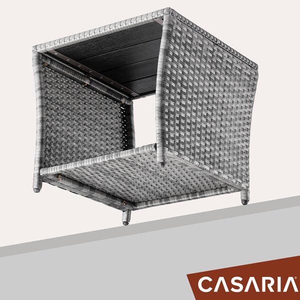 Casaria® Vedis polyrattan asztalka 45x45x40 cm - szürke