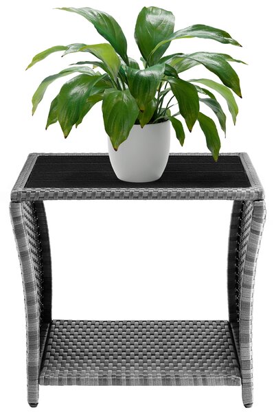Casaria® Vedis polyrattan asztalka 45x45x40 cm - szürke