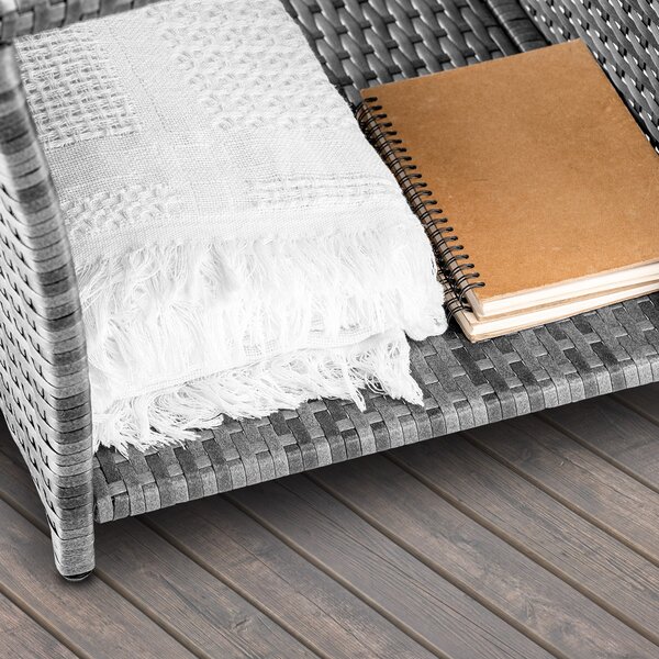 Casaria® Vedis polyrattan asztalka 45x45x40 cm - szürke