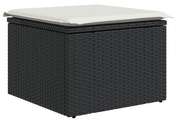 6 részes fekete polyrattan kerti ülőgarnitúra párnákkal