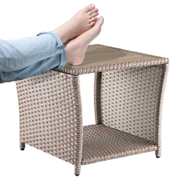 Casaria® Vedis polyrattan asztalka 45x45x40 cm - bézs