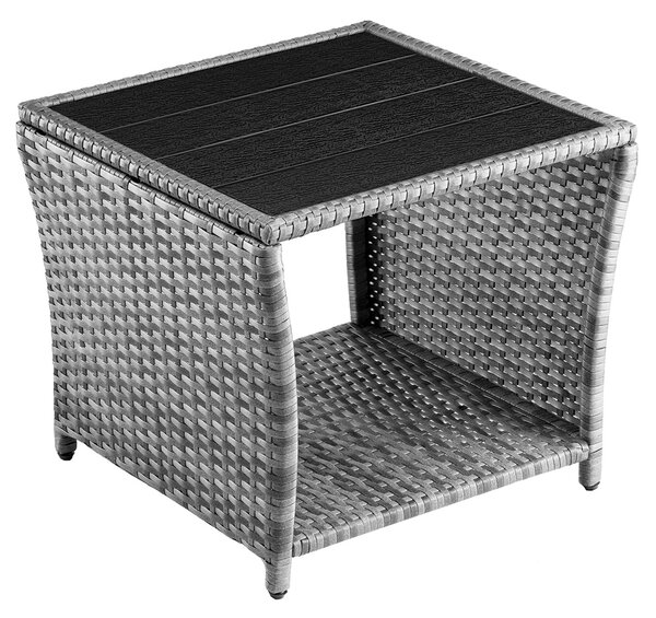 Casaria® Vedis polyrattan asztalka 45x45x40 cm - szürke