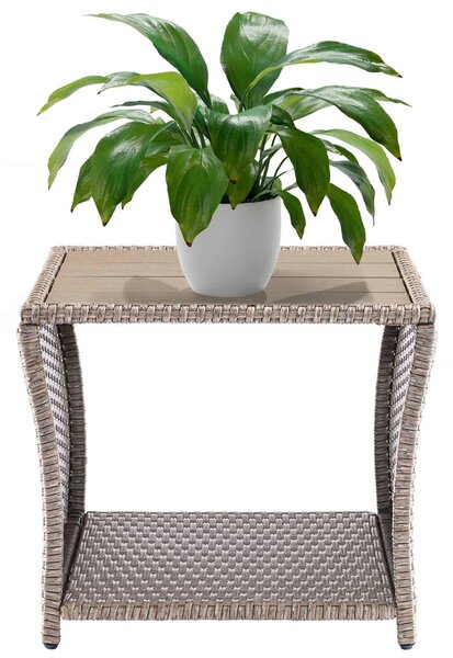 Casaria® Vedis polyrattan asztalka 45x45x40 cm - bézs