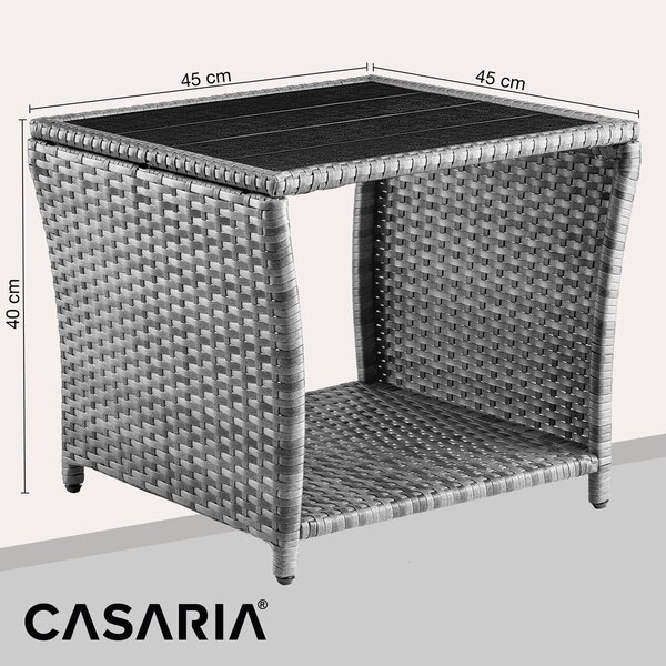 Casaria® Vedis polyrattan asztalka 45x45x40 cm - szürke