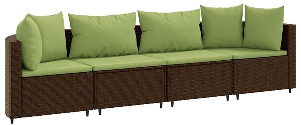 4 részes barna polyrattan kerti ülőgarnitúra párnákkal