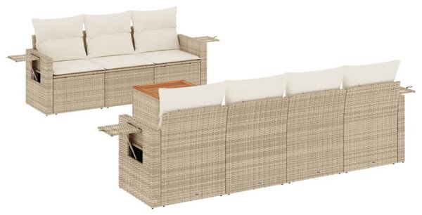 8 részes bézs polyrattan kerti ülőgarnitúra párnával