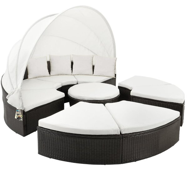 Casaria® Rattan kerti ágy Ø230cm - fekete