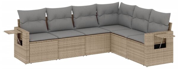 6 részes bézs polyrattan kerti ülőgarnitúra párnával