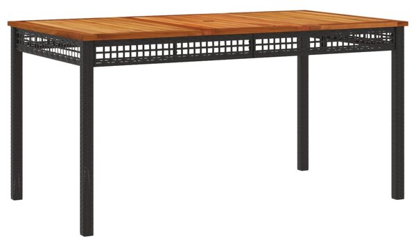 4 részes fekete polyrattan kerti étkezőszett párnákkal