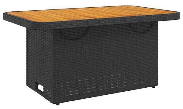 2 részes fekete polyrattan kerti étkezőgarnitúra párnával