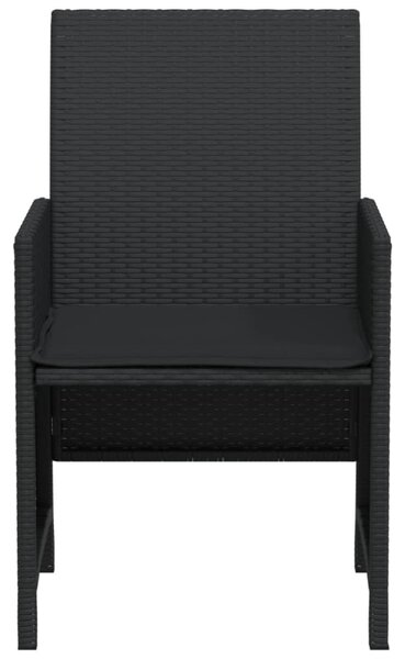 3 részes fekete polyrattan bisztrógarnitúra párnával