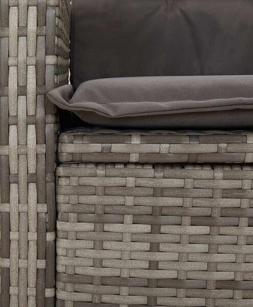 2 részes szürke polyrattan kerti étkezőgarnitúra párnákkal