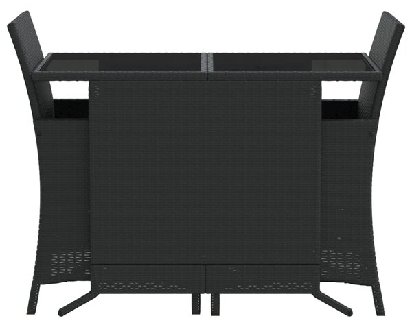 3 részes fekete polyrattan bisztrógarnitúra párnával