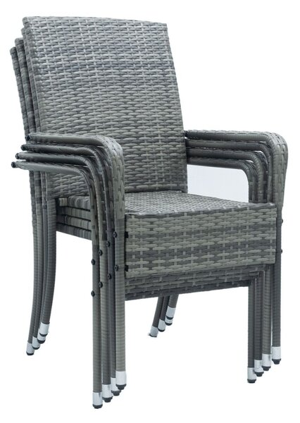 Juskys Yoro rattan székek 4 darabos - melírozott szürke