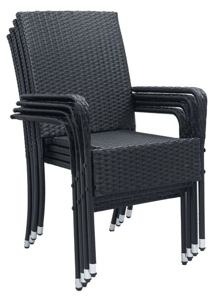 Juskys Yoro rattan székek 4 db - fekete