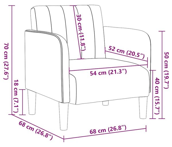 VidaXL rózsaszín bársony kanapészék karfás szék 54 cm